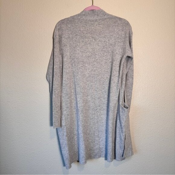 Theory Grey Cashmere Long Line Duster Cardigan Sweater Womens S Cozy Open Front - Picture 10 of 10